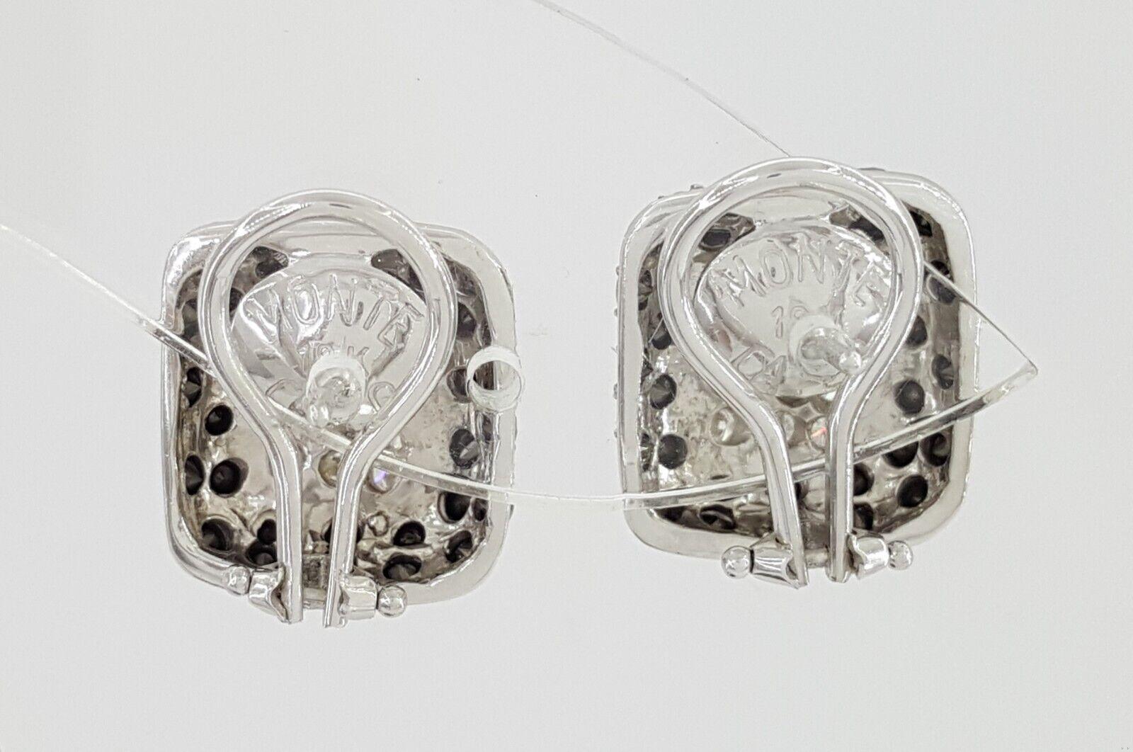 Monte Carlo Black & White Round Diamond Pave Earrings 2.5 ct 18k White Gold