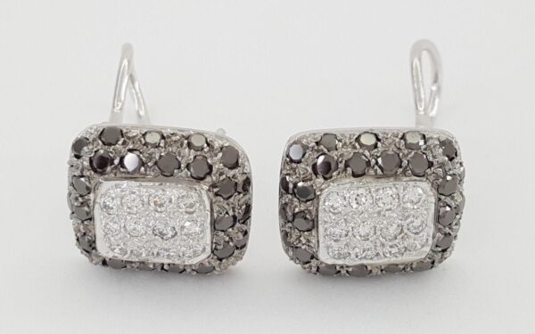 Monte Carlo Black & White Round Diamond Pave Earrings 2.5 ct 18k White Gold