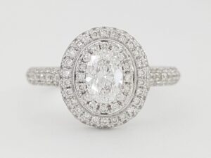 Natural Oval Diamond Double Halo Engagement Ring 14k White Gold 1.08 ct Rtl 4.5K
