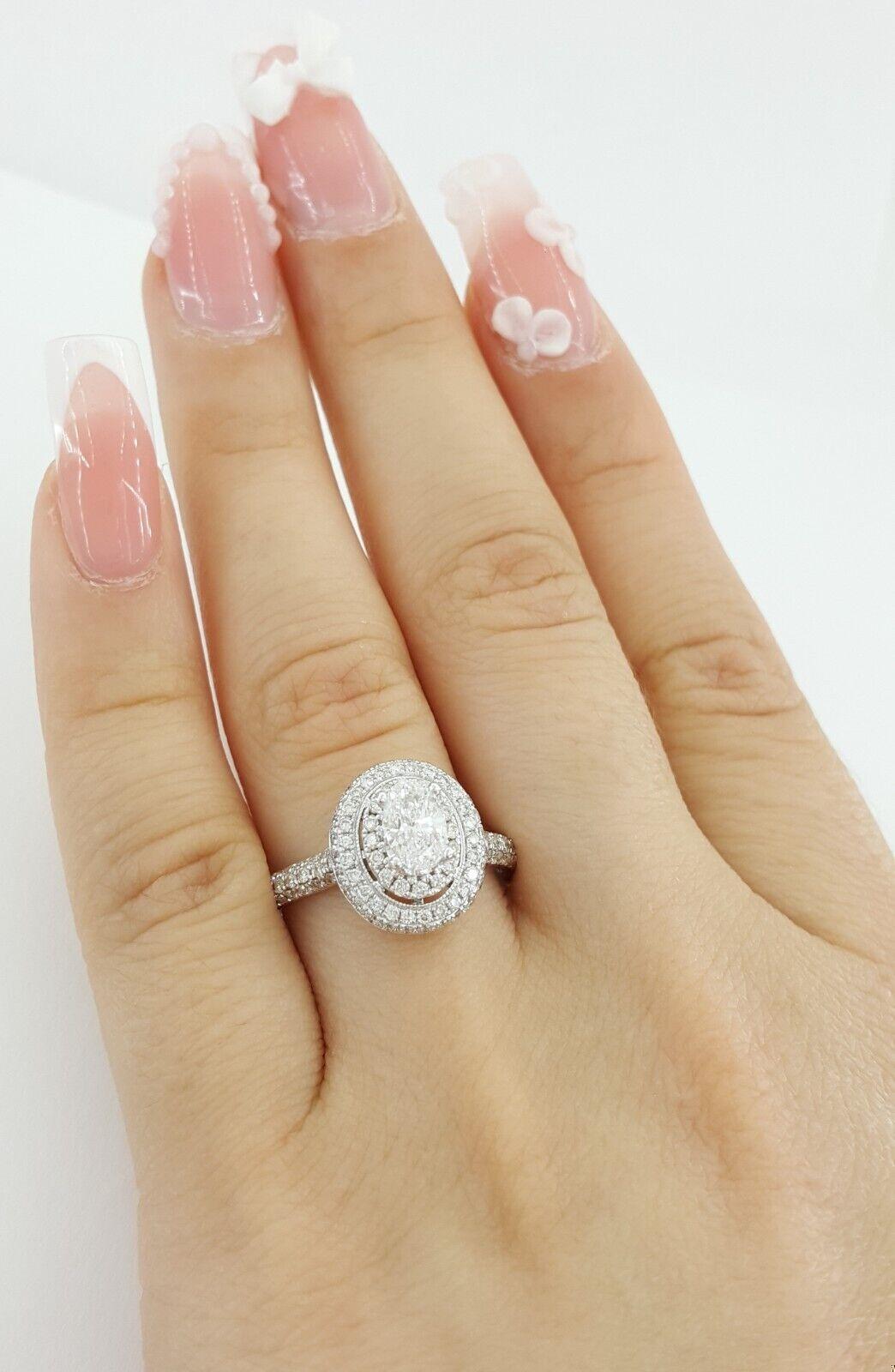 Natural Oval Diamond Double Halo Engagement Ring 14k White Gold 1.08 ct Rtl 4.5K