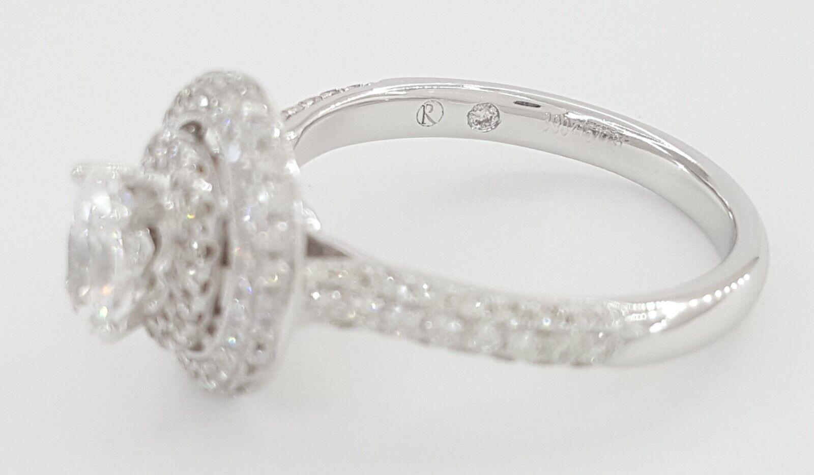 Natural Oval Diamond Double Halo Engagement Ring 14k White Gold 1.08 ct Rtl 4.5K