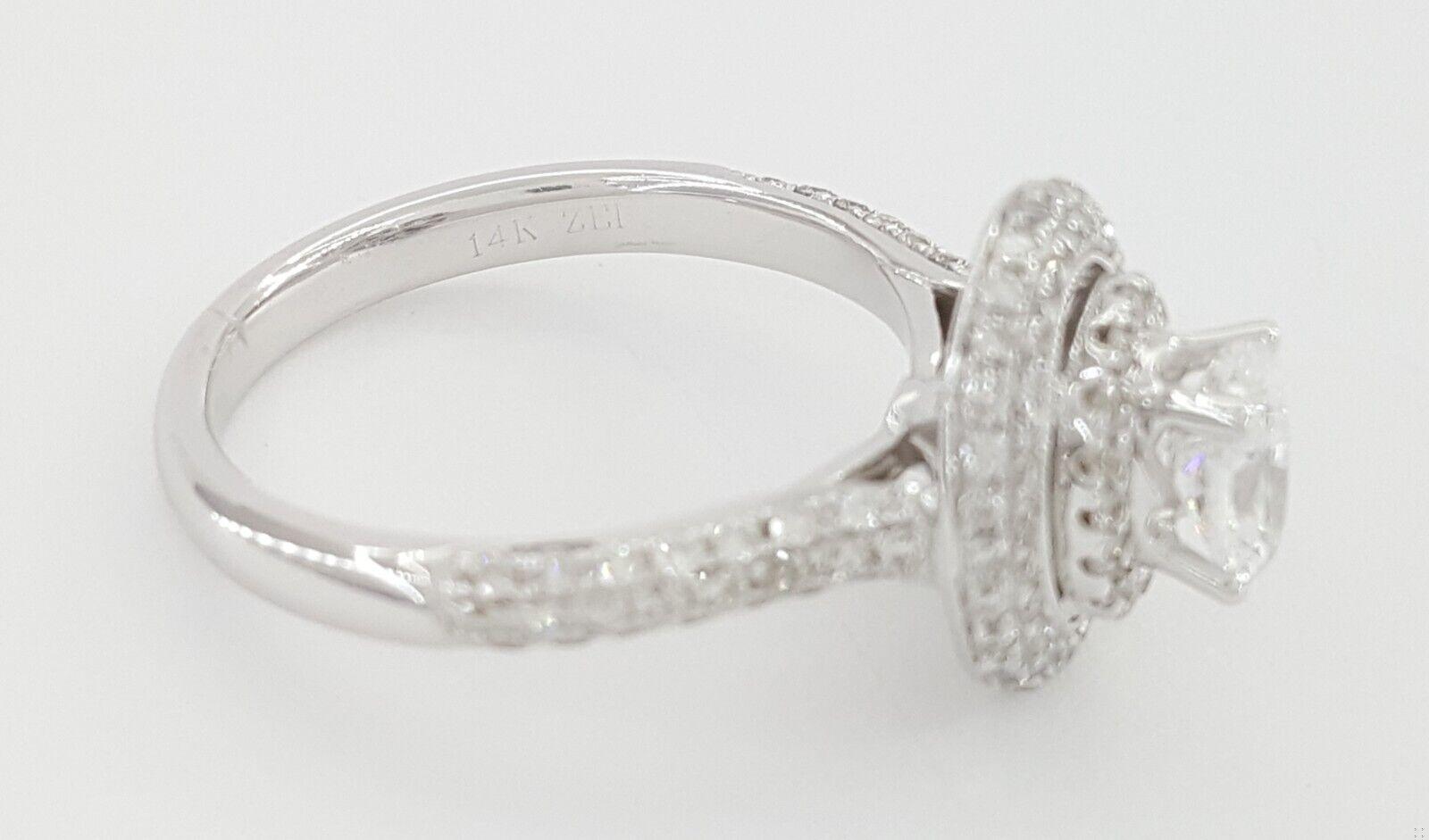 Natural Oval Diamond Double Halo Engagement Ring 14k White Gold 1.08 ct Rtl 4.5K