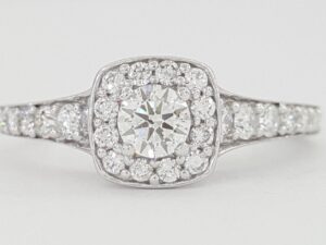 Natural Round Brilliant Diamond Halo Engagement Ring 0.84 ct 14k W Gold Rtl 4K