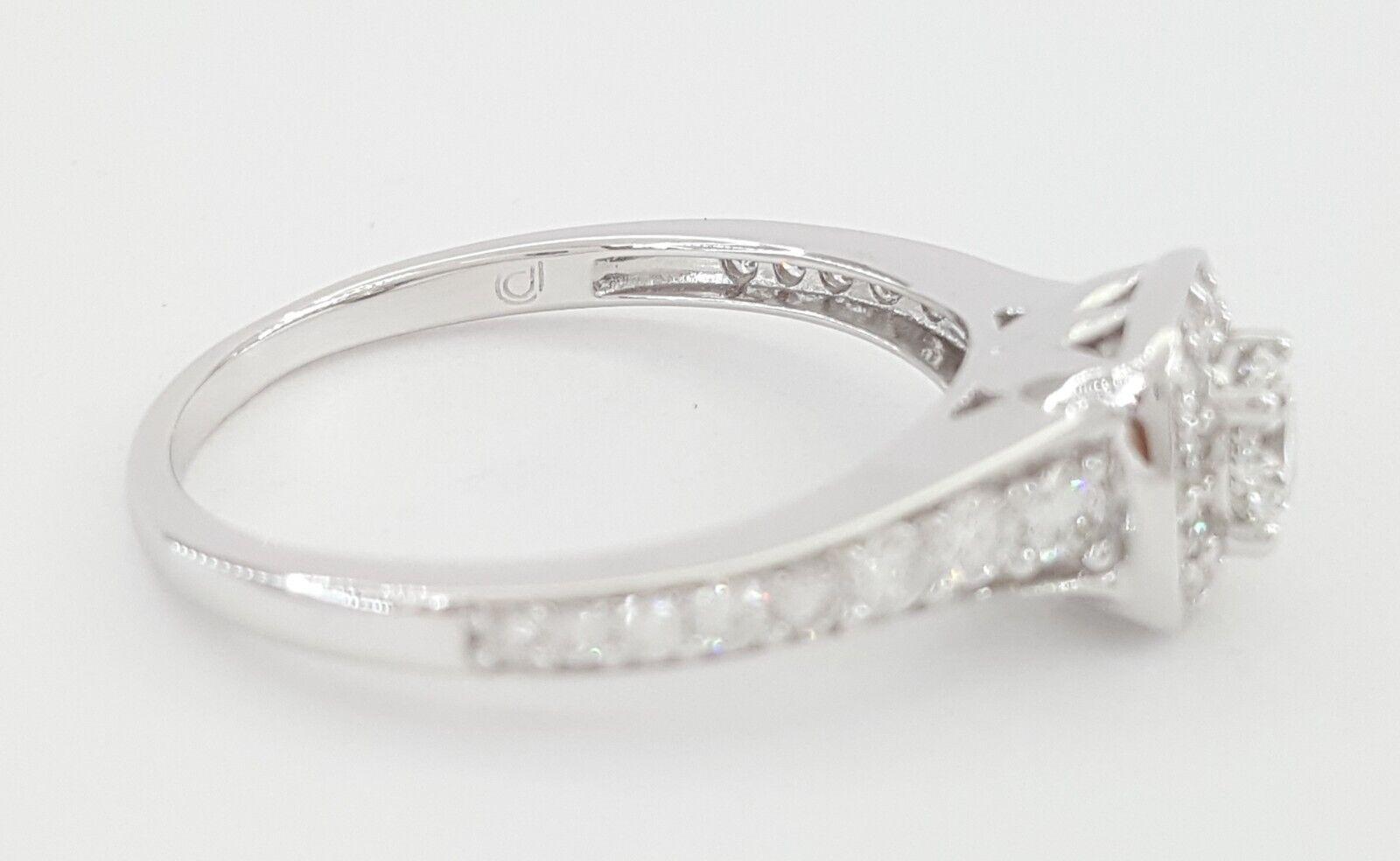 Natural Round Brilliant Diamond Halo Engagement Ring 0.84 ct 14k W Gold Rtl 4K