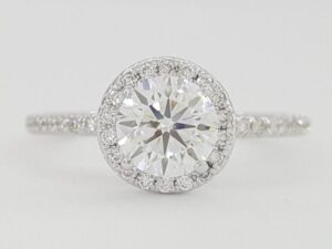 Natural Round Brilliant Diamond Halo Engagement Ring 1 ct 14k W Gold GIA Rtl 7K