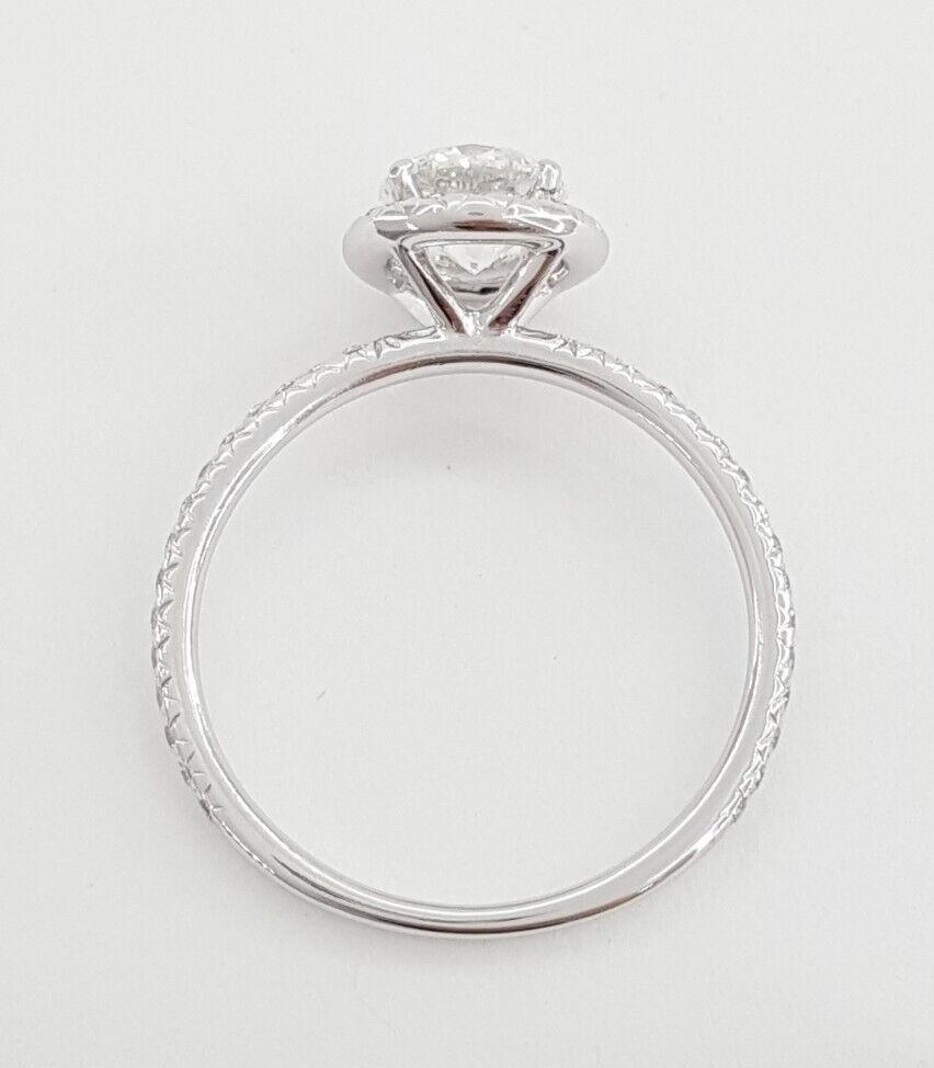 Natural Round Brilliant Diamond Halo Engagement Ring 1 ct 14k W Gold GIA Rtl 7K