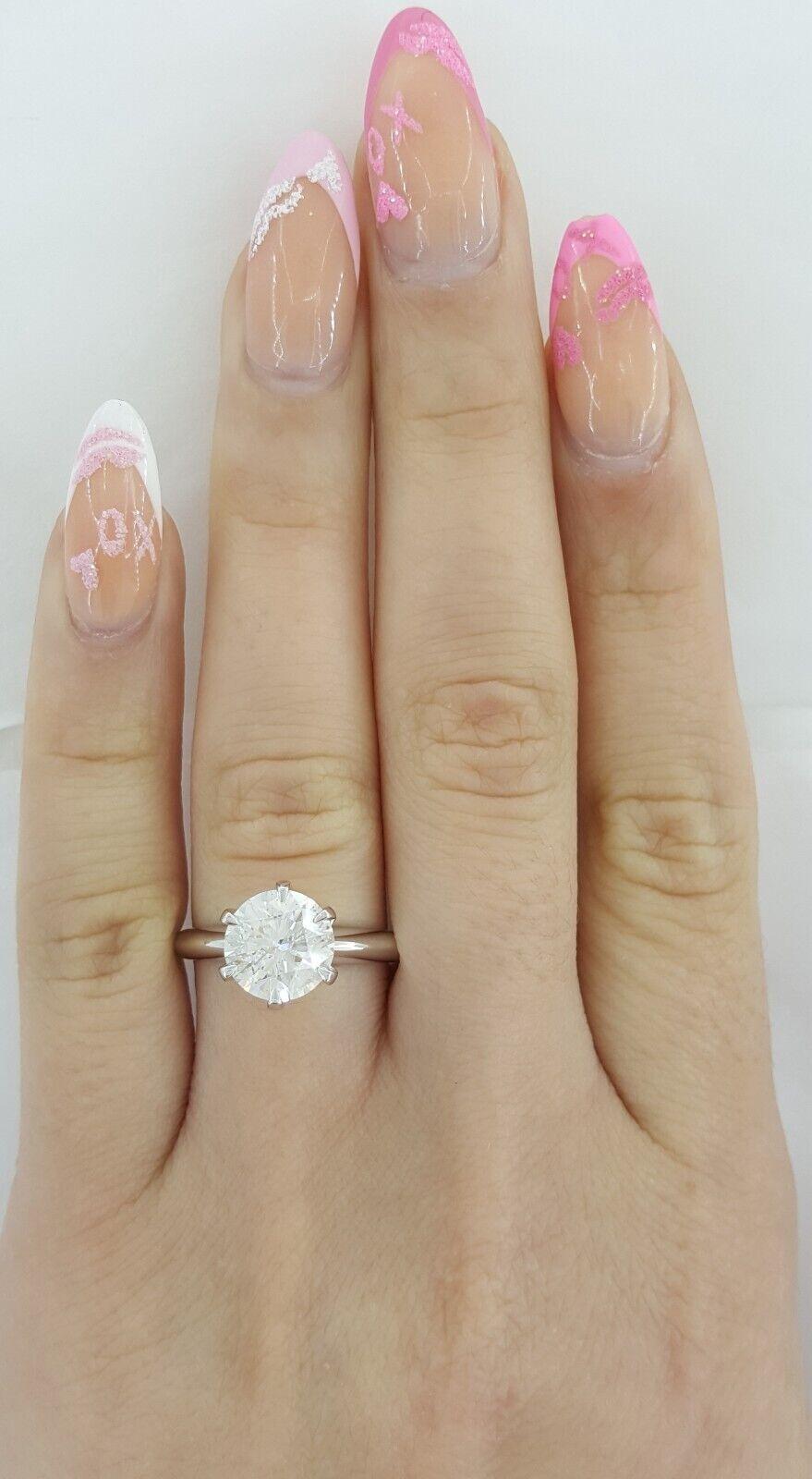 Natural Round Brilliant Diamond Platinum Solitaire Engagement Ring 2.02 ct 17K