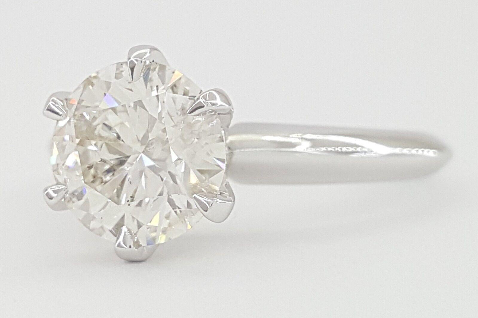 Natural Round Brilliant Diamond Platinum Solitaire Engagement Ring 2.02 ct 17K