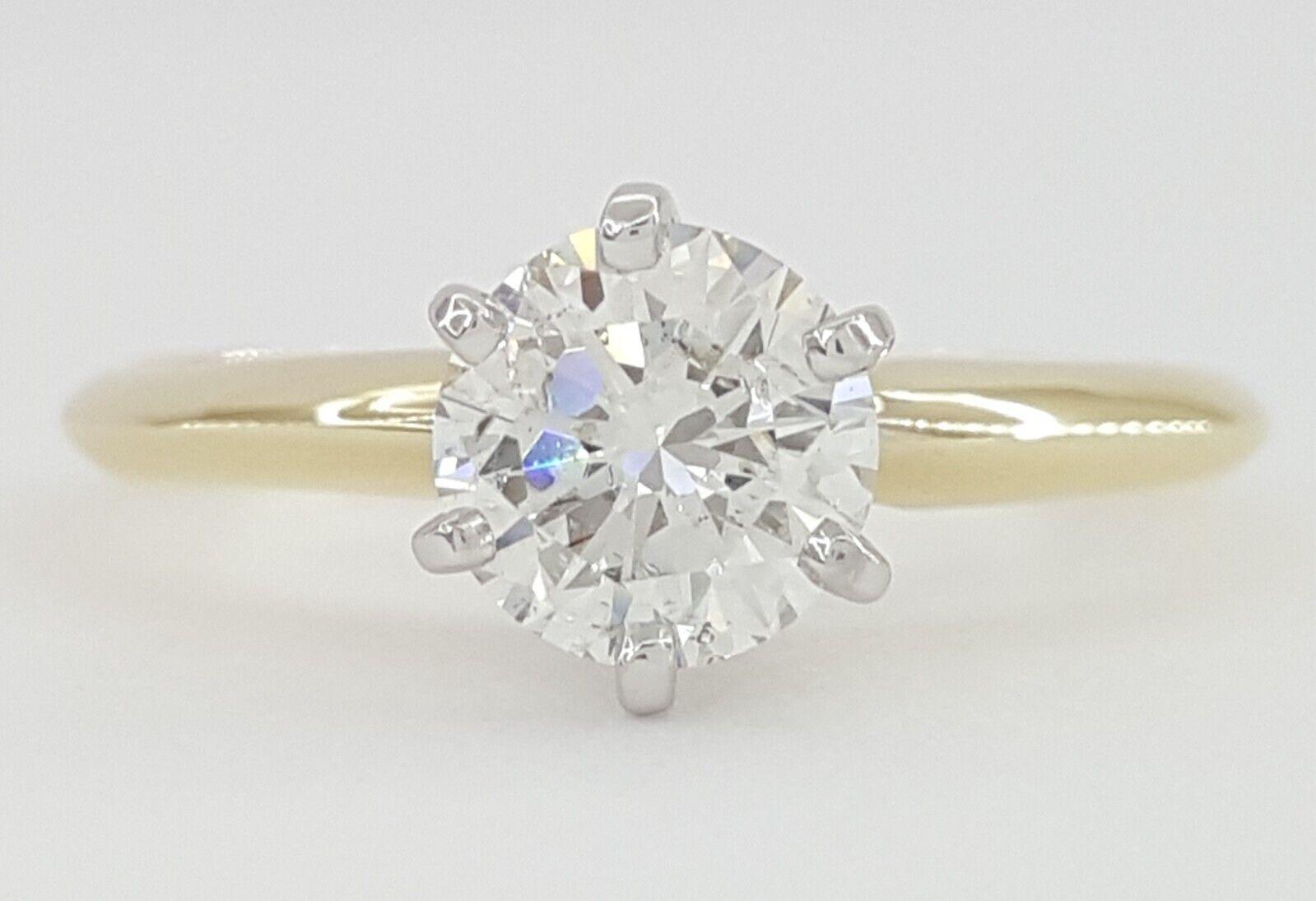 Natural Round Diamond Solitaire Engagement Ring 0.8 ct 14K Gold GIA Rtl 4,100