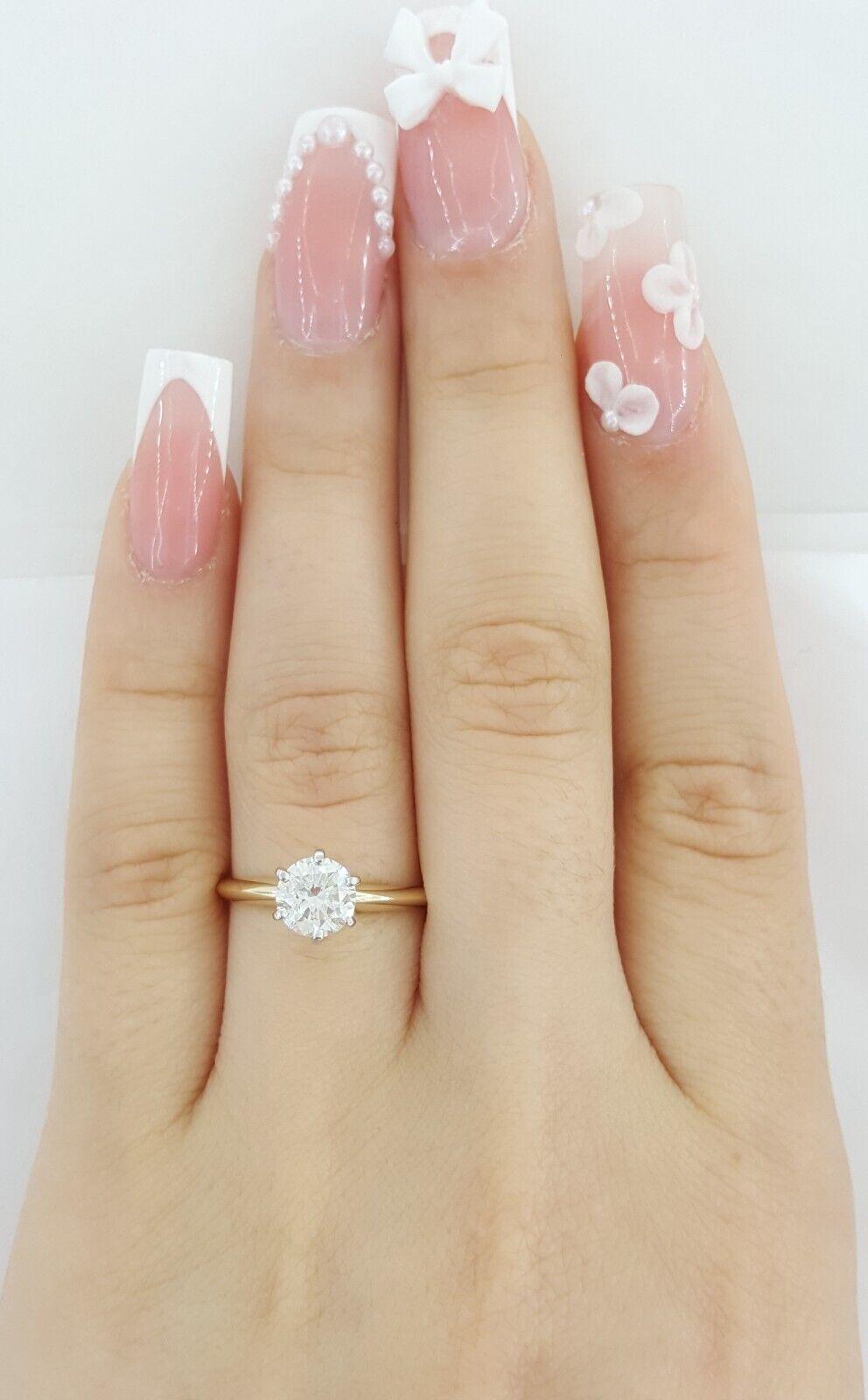 Natural Round Diamond Solitaire Engagement Ring 0.8 ct 14K Gold GIA Rtl 4,100