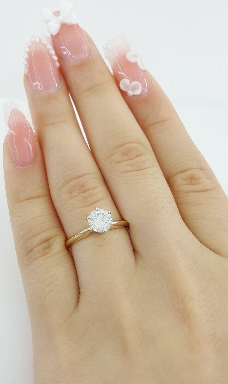 Natural Round Diamond Solitaire Engagement Ring 0.8 ct 14K Gold GIA Rtl 4,100