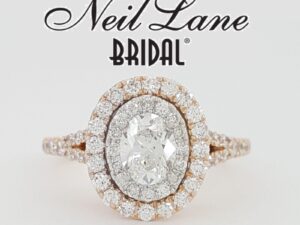 Neil Lane Oval Double Halo Split-Shank Engagement Ring 1 ct 14k 2-Tone Rtl 4.4k