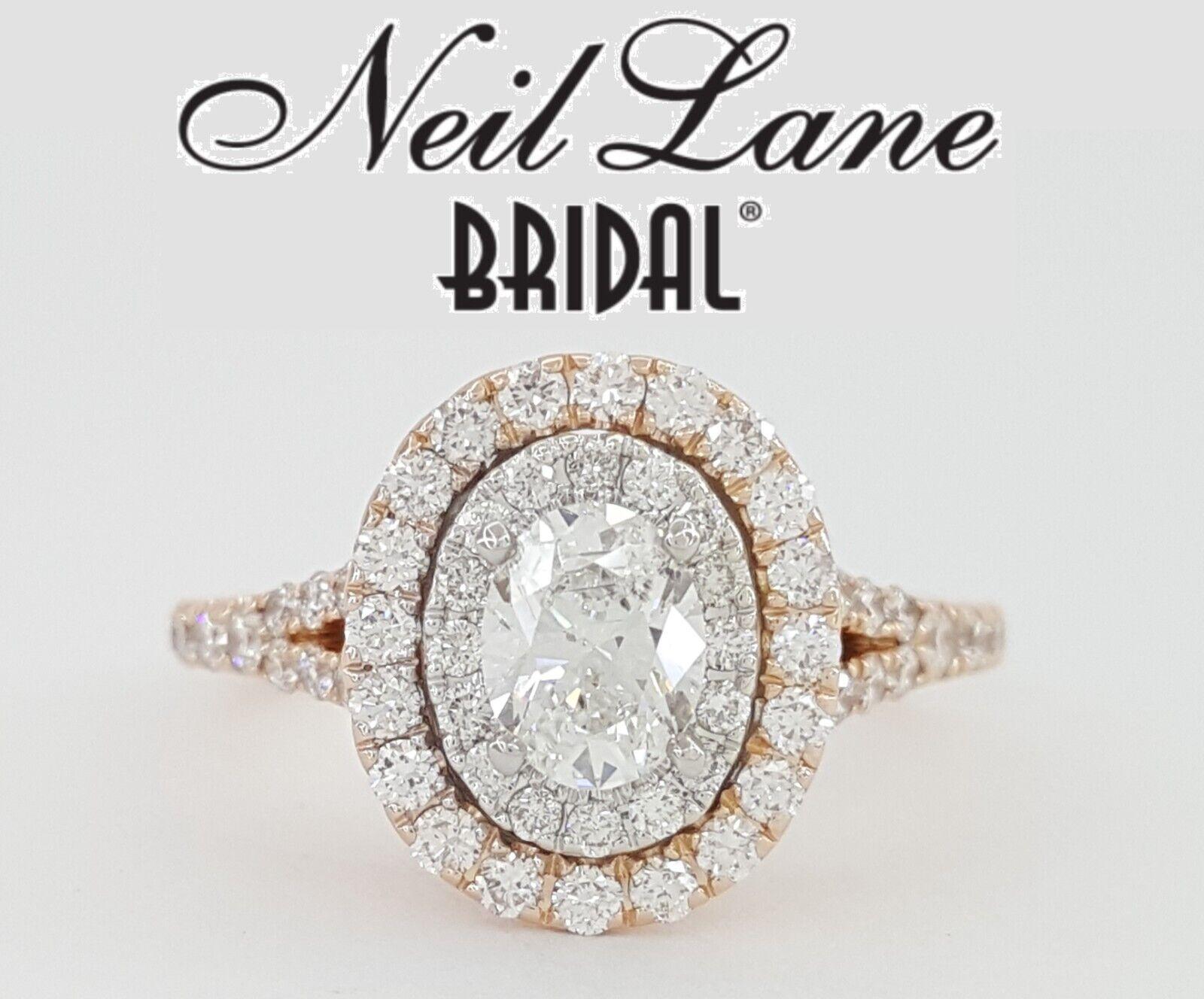 Neil Lane Oval Double Halo Split-Shank Engagement Ring 1 ct 14k 2-Tone Rtl 4.4k