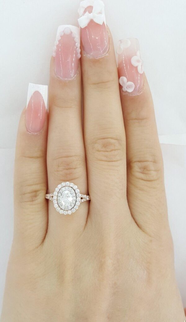 Neil Lane Oval Double Halo Split-Shank Engagement Ring 1 ct 14k 2-Tone Rtl 4.4k