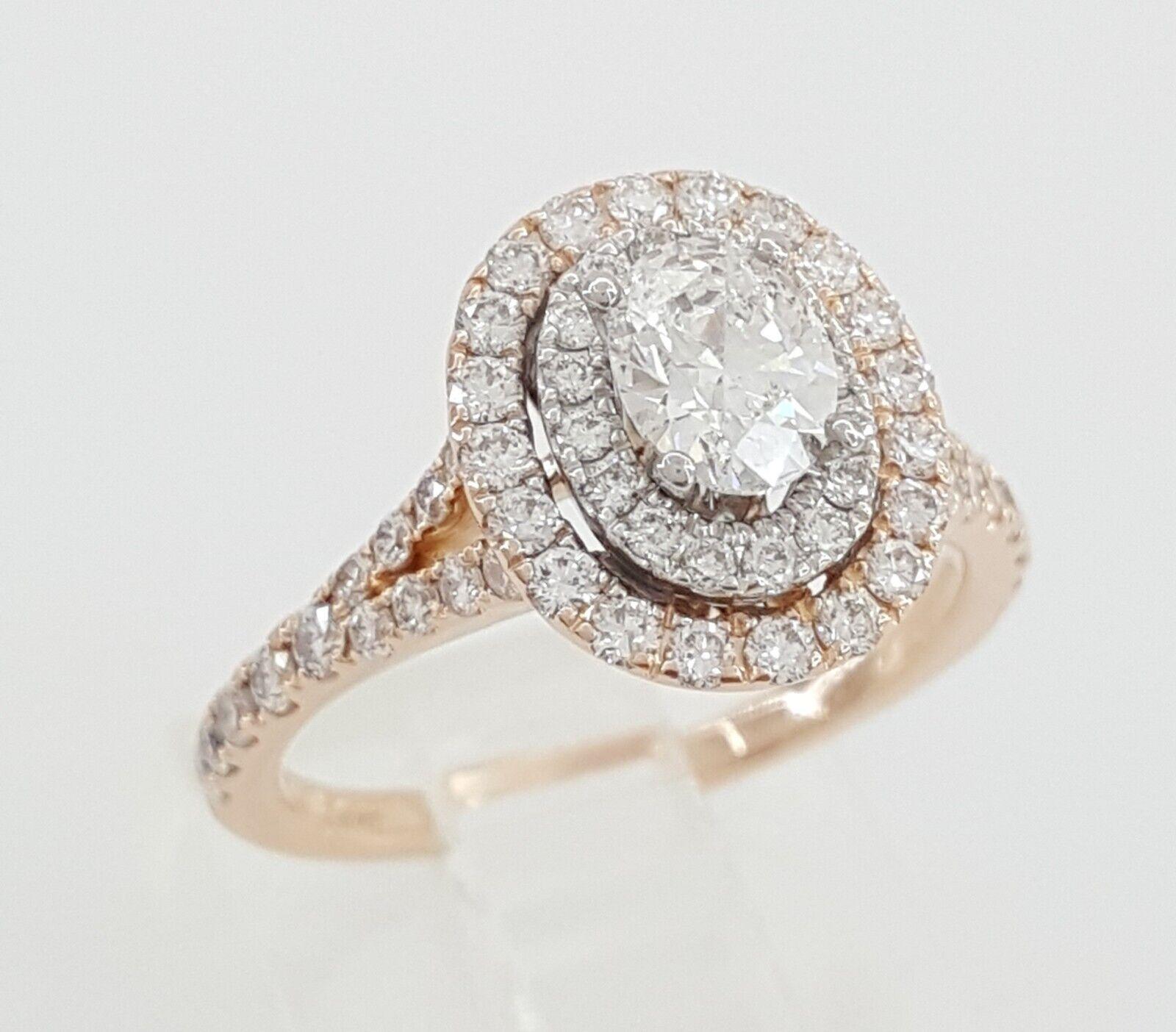 Neil Lane Oval Double Halo Split-Shank Engagement Ring 1 ct 14k 2-Tone Rtl 4.4k