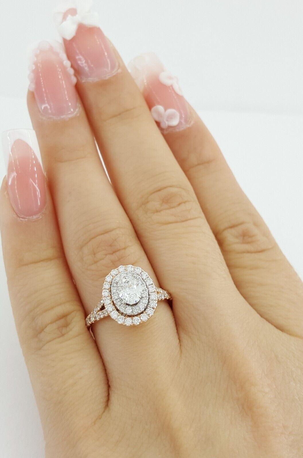 Neil Lane Oval Double Halo Split-Shank Engagement Ring 1 ct 14k 2-Tone Rtl 4.4k