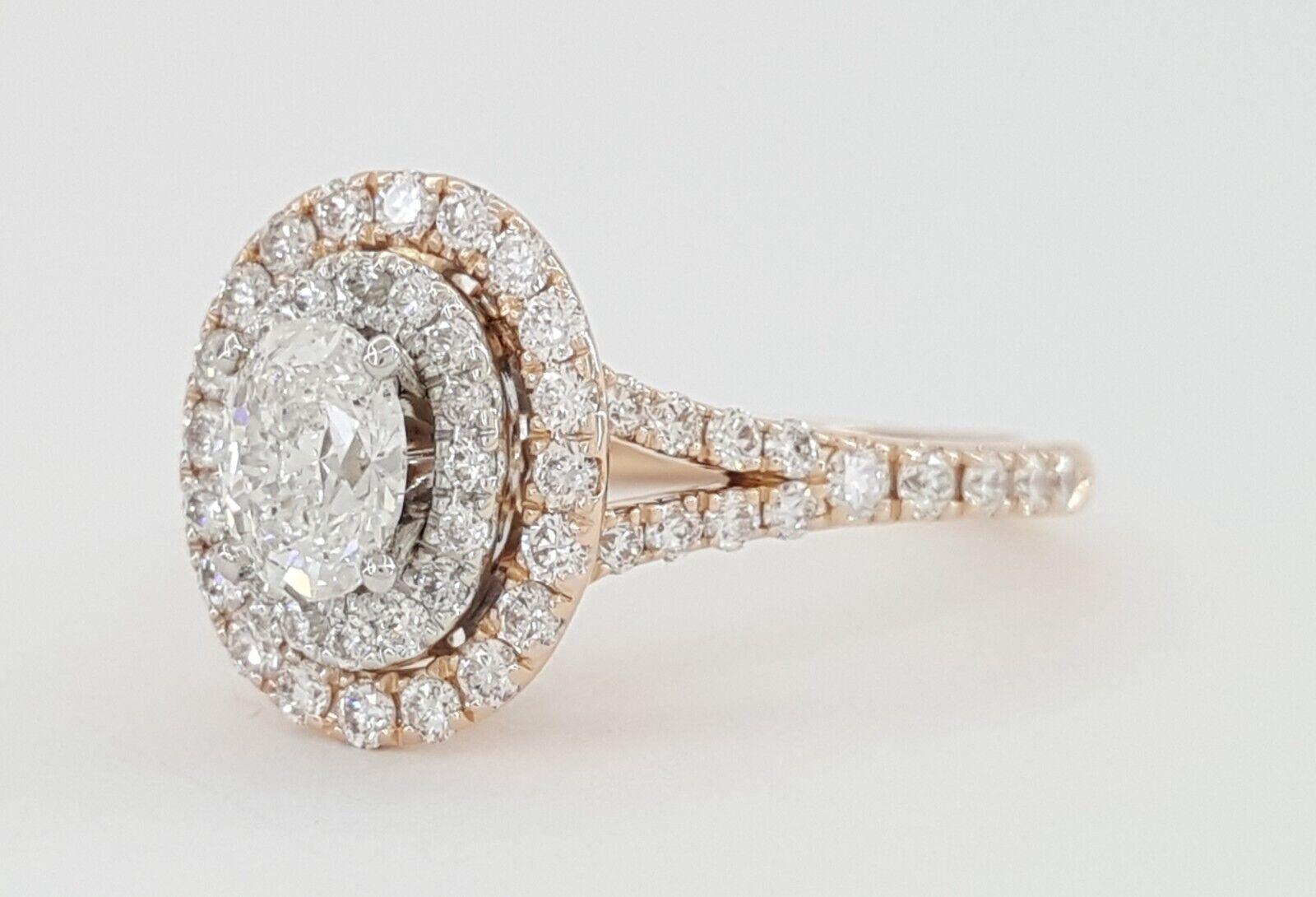 Neil Lane Oval Double Halo Split-Shank Engagement Ring 1 ct 14k 2-Tone Rtl 4.4k