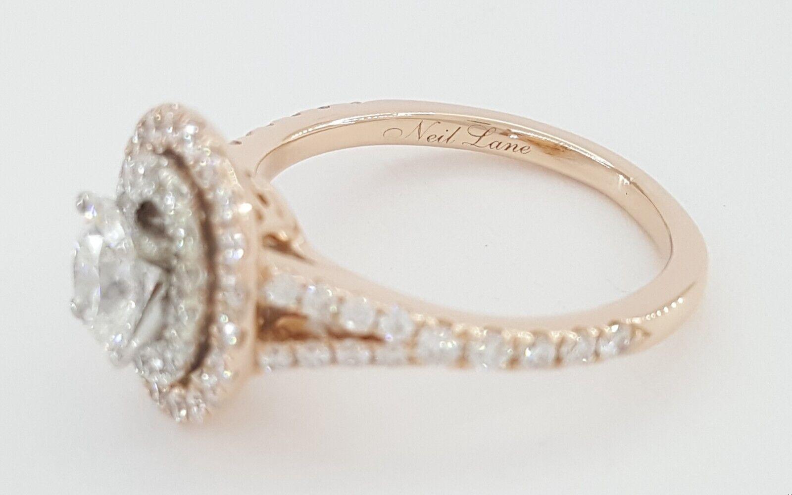 Neil Lane Oval Double Halo Split-Shank Engagement Ring 1 ct 14k 2-Tone Rtl 4.4k