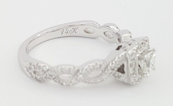 Neil Lane Princess Halo Diamond Crossover Engagement Ring 14K W Gold .65ct 2.7k