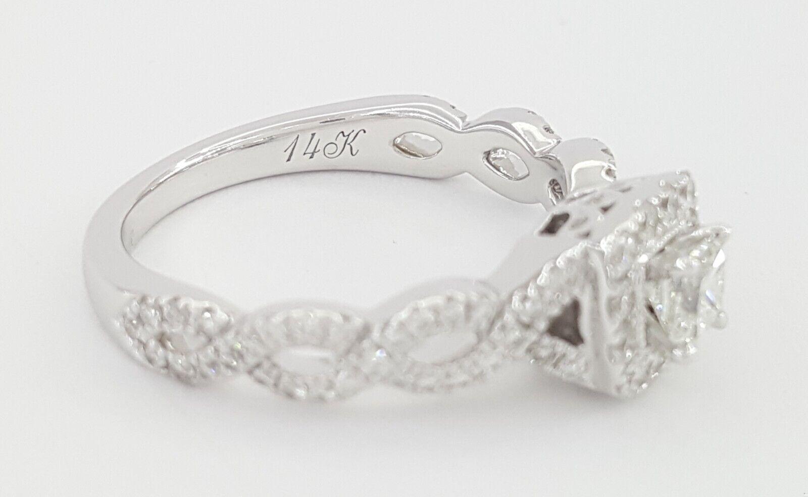 Neil Lane Princess Halo Diamond Crossover Engagement Ring 14K W Gold .65ct 2.7k