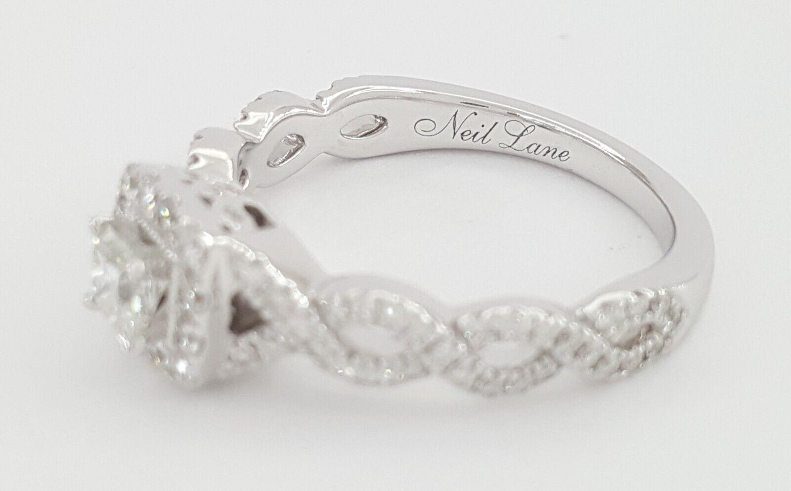 Neil Lane Princess Halo Diamond Crossover Engagement Ring 14K W Gold .65ct 2.7k