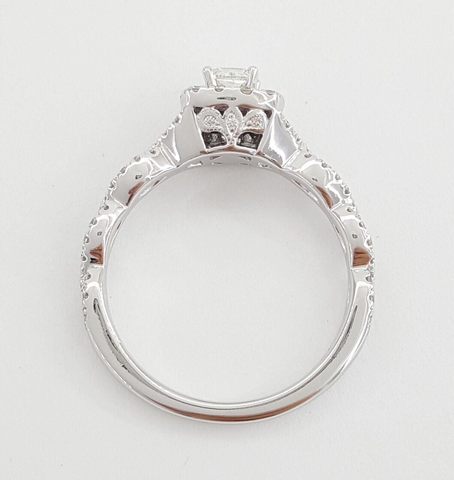 Neil Lane Princess Halo Diamond Crossover Engagement Ring 14K W Gold .65ct 2.7k