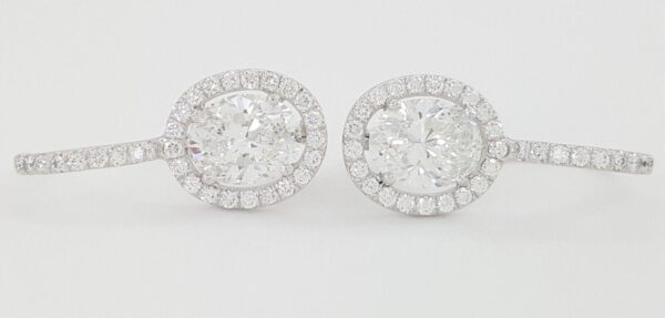Oval Cut Diamond Drop Dangle Halo Earrings 2.66 ct Platinum GIA Retail 17K