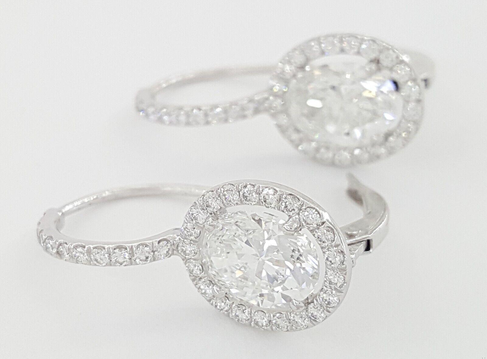 Oval Cut Diamond Drop Dangle Halo Earrings 2.66 ct Platinum GIA Retail 17K