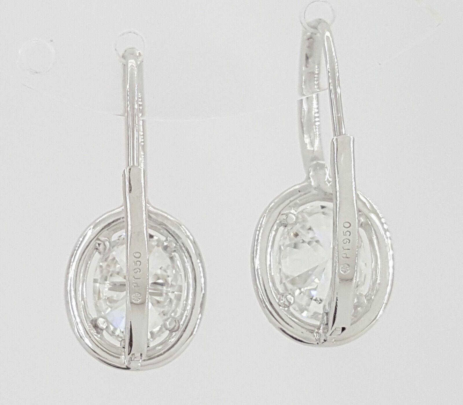 Oval Cut Diamond Drop Dangle Halo Earrings 2.66 ct Platinum GIA Retail 17K