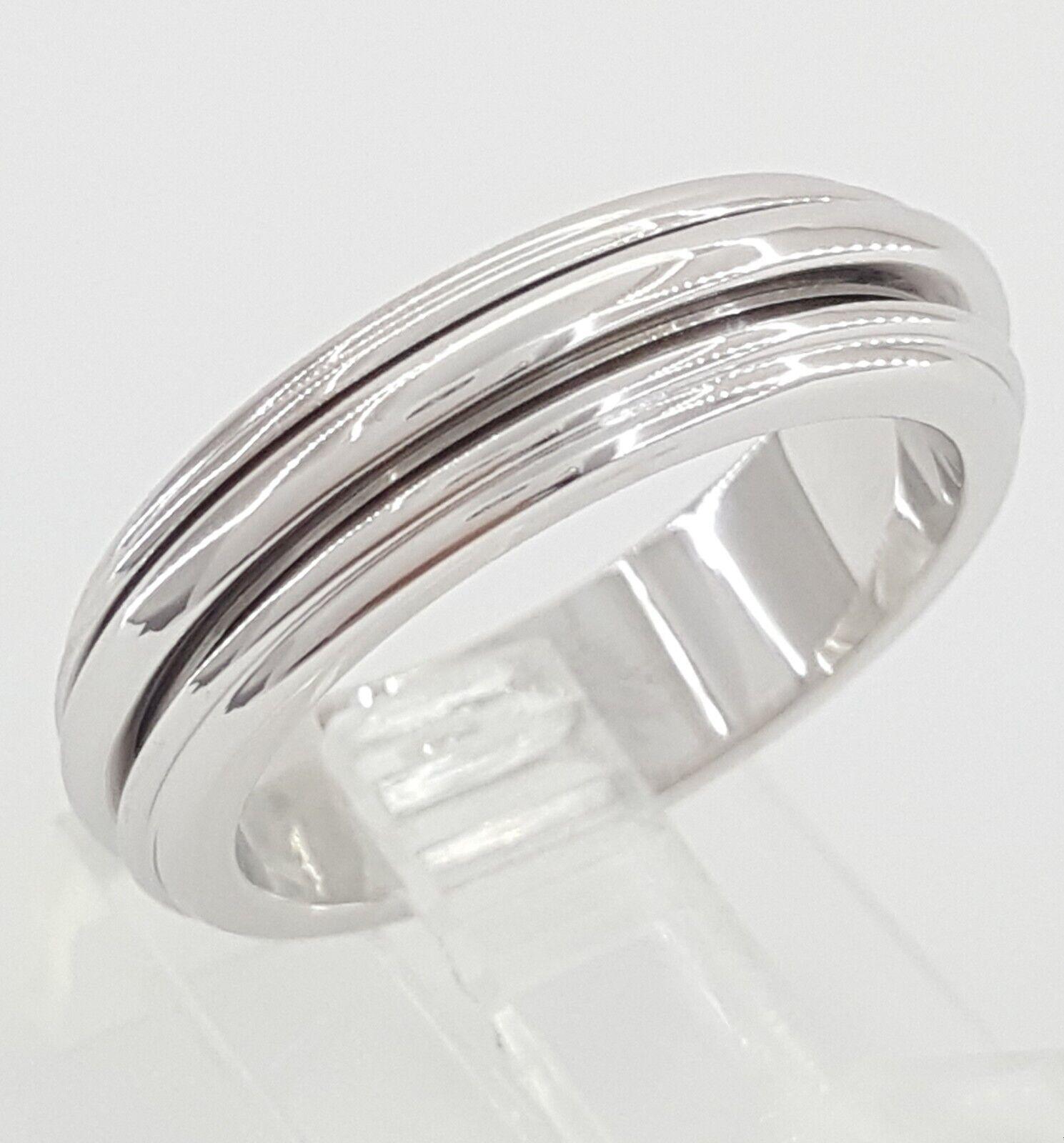 Piaget Possession 18k White Gold Wedding Band Ring 5.7 mm Size 7.25 9.5 Grams