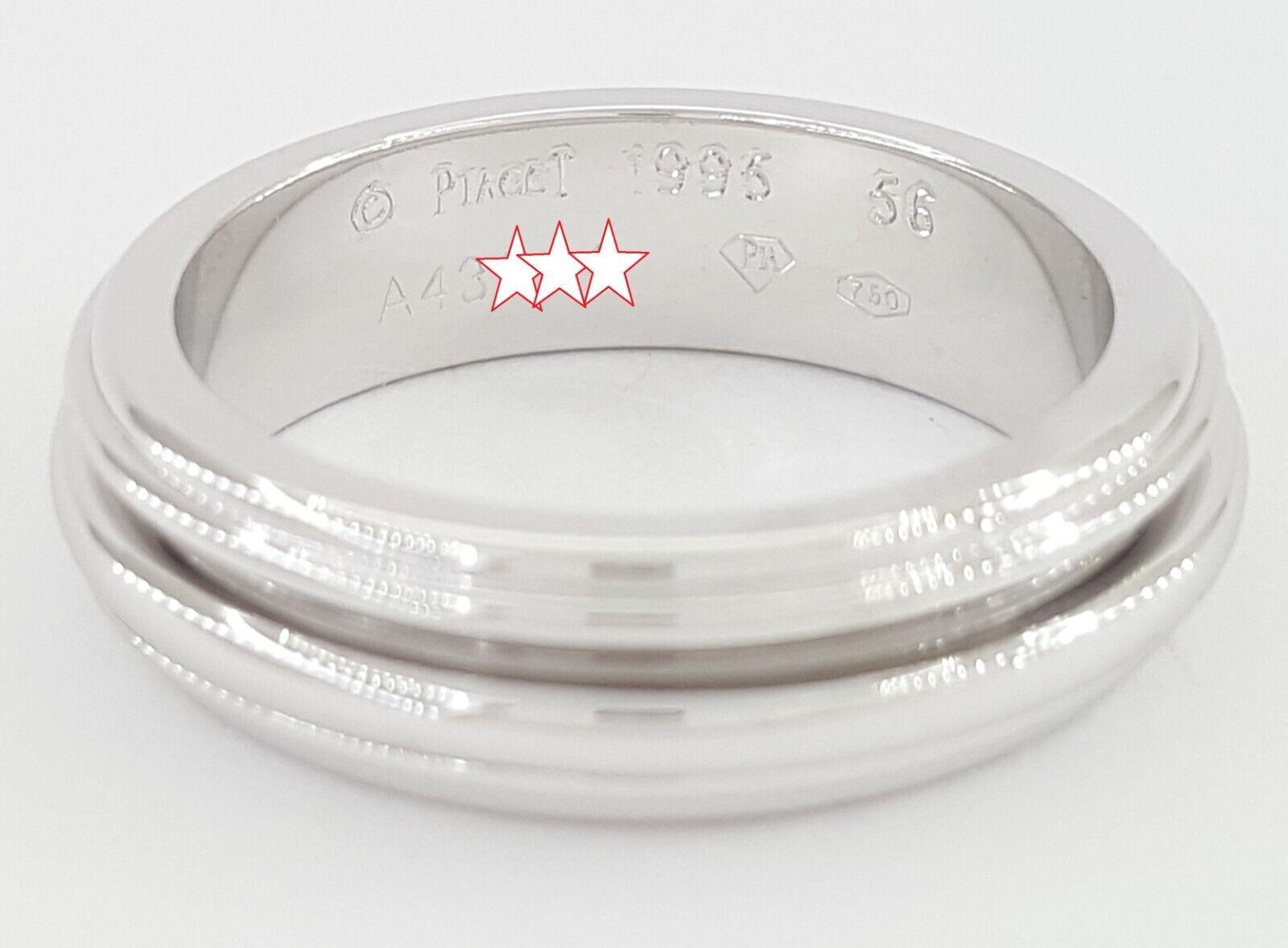 Piaget Possession 18k White Gold Wedding Band Ring 5.7 mm Size 7.25 9.5 Grams