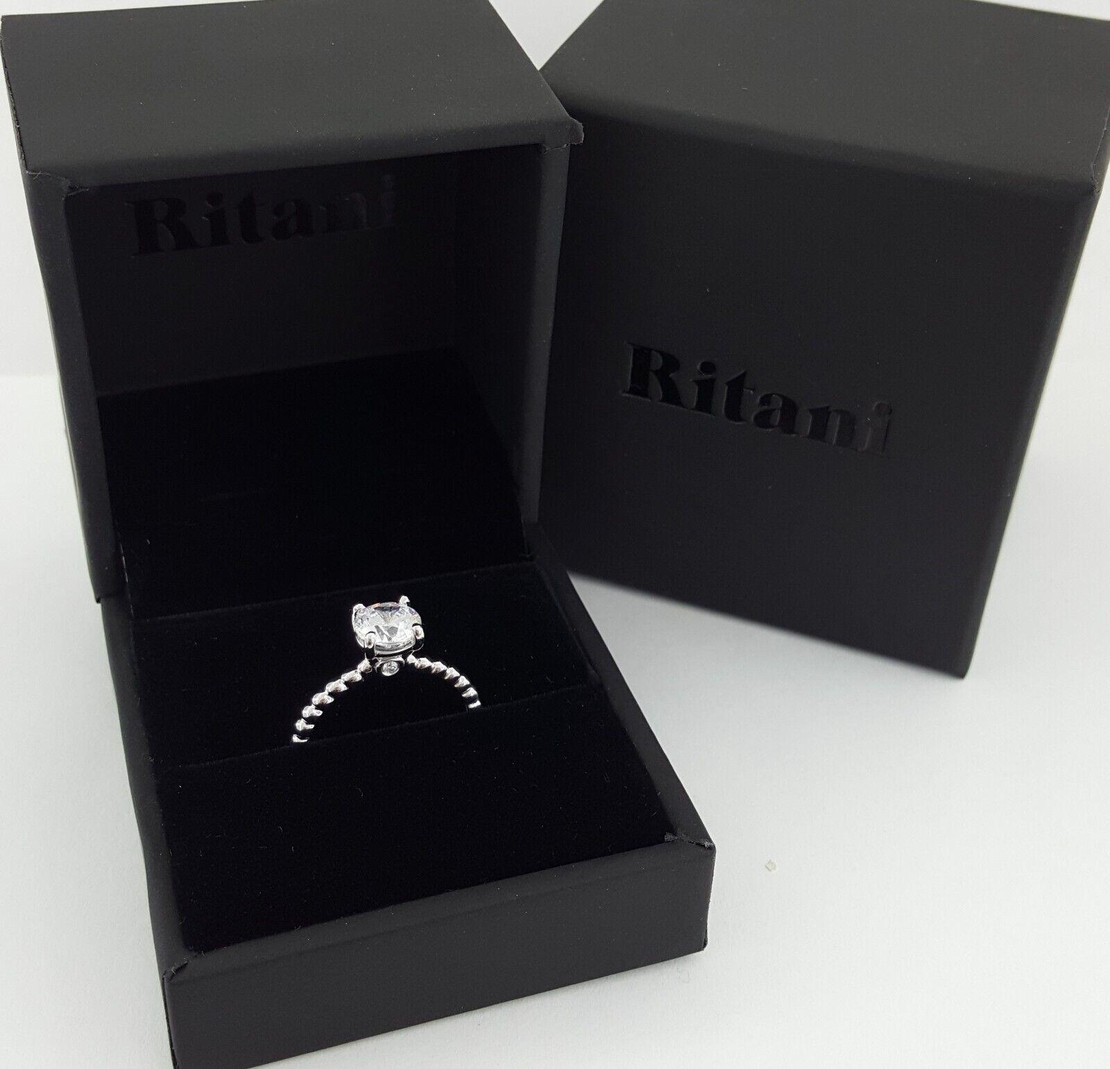 Ritani 1RZ1325 Solitaire Semi-Mount 0.03ct 18k White Gold Engagement Ring Rt 830