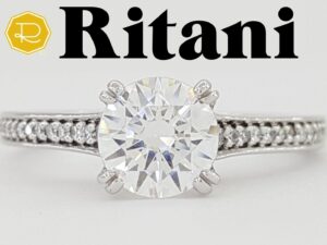 Ritani 1RZ2493 Semi-Mount Diamond 0.17ct 18k White Gold Engagement Ring Rt 1785