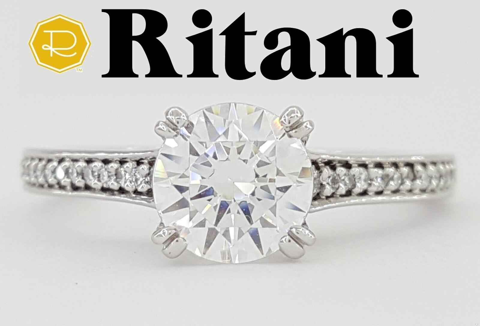 Ritani 1RZ2493 Semi-Mount Diamond 0.17ct 18k White Gold Engagement Ring Rt 1785