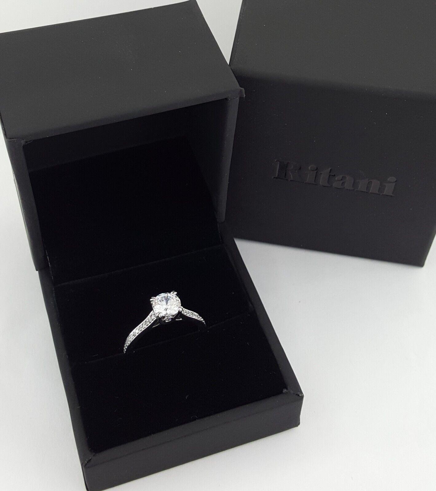 Ritani 1RZ2493 Semi-Mount Diamond 0.17ct 18k White Gold Engagement Ring Rt 1785