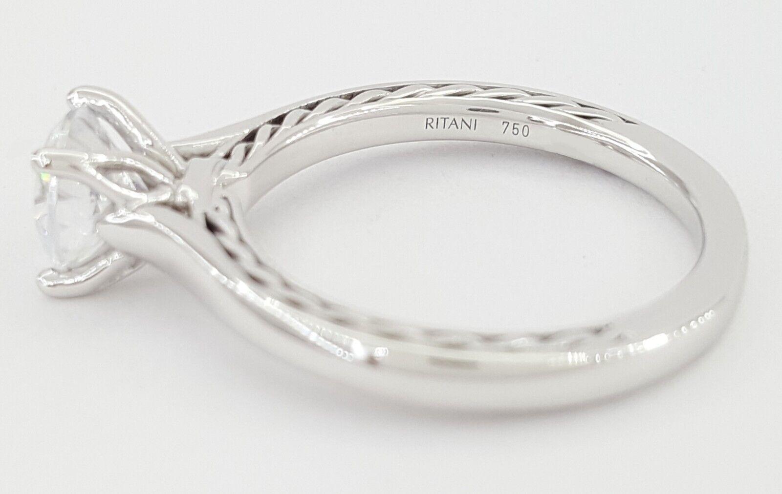 Ritani 1RZ2828 Solitaire Semi-Mount 18k White Gold Engagement Ring Rtl 1176