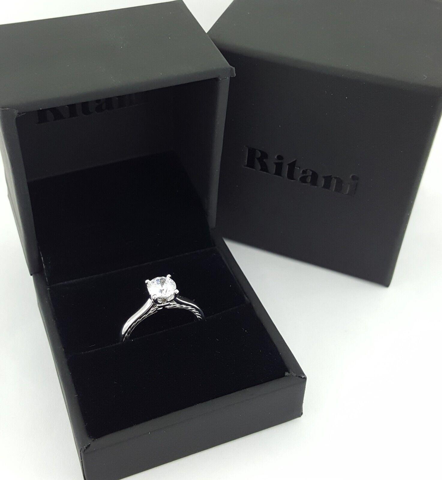 Ritani 1RZ2828 Solitaire Semi-Mount 18k White Gold Engagement Ring Rtl 1176