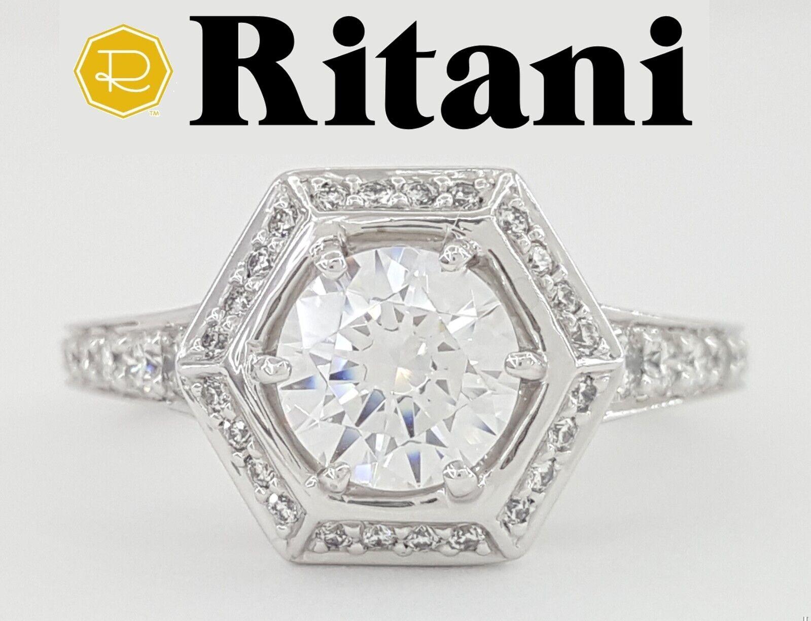 Ritani 1RZ3105 Semi-Mount Diamond 0.35ct 18k White Gold Engagement Ring Rtl 3192