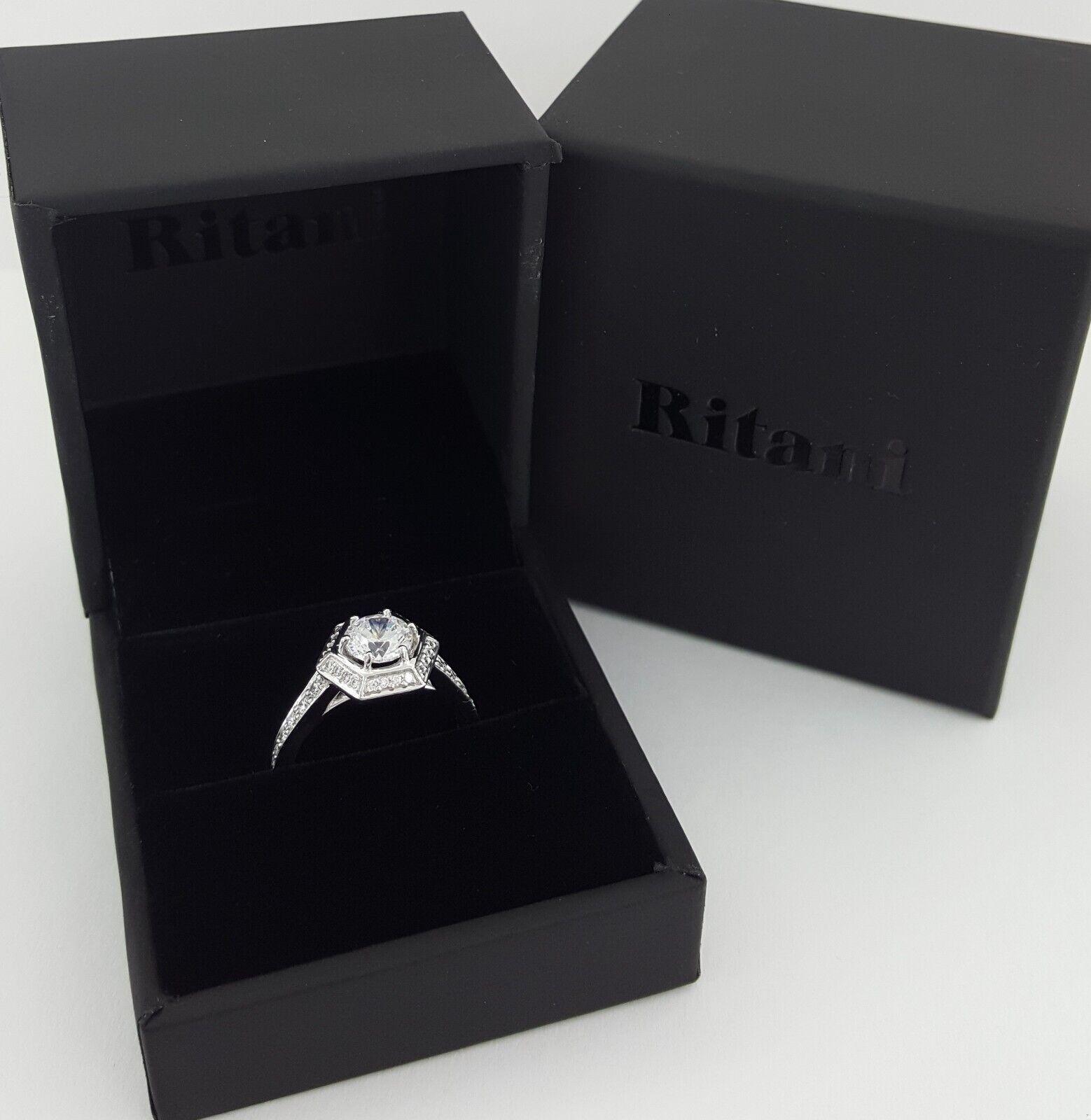 Ritani 1RZ3105 Semi-Mount Diamond 0.35ct 18k White Gold Engagement Ring Rtl 3192