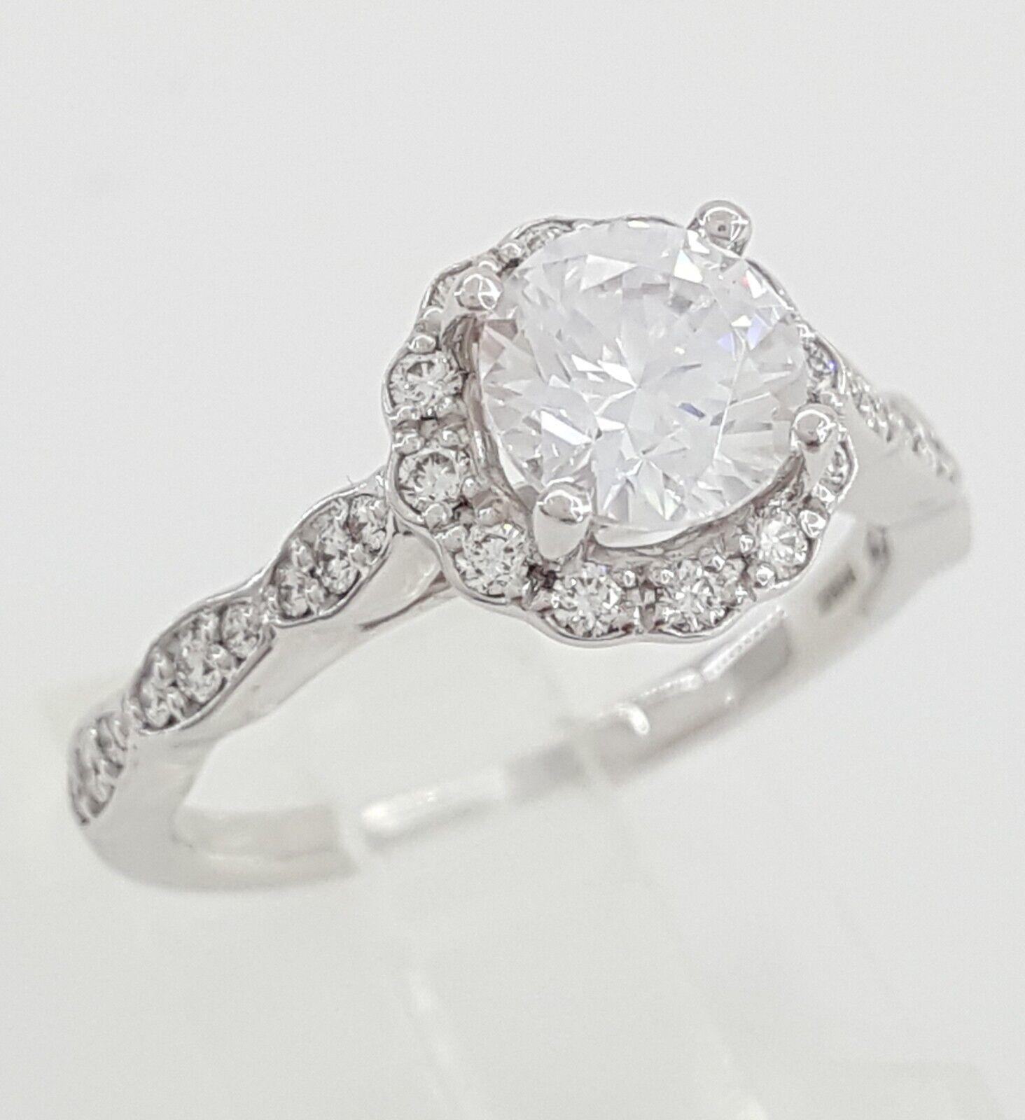 Ritani Floral Semi-Mount Diamond 0.31 ct 14k White Gold Engagement Ring Rt 1565