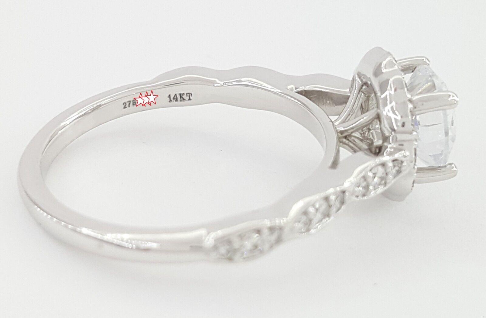 Ritani Floral Semi-Mount Diamond 0.31 ct 14k White Gold Engagement Ring Rt 1565