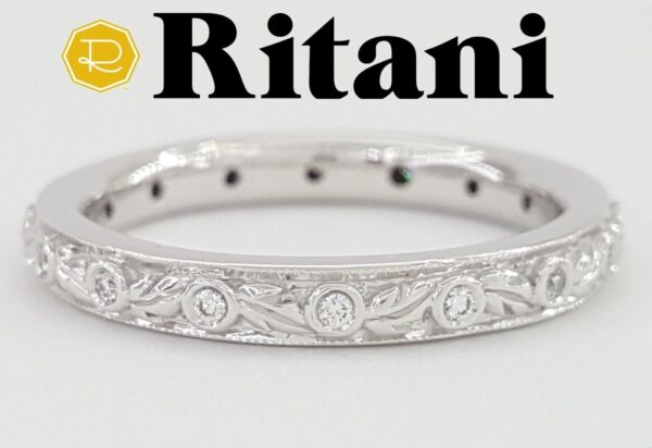 Ritani Grecian Diamond Eternity Wedding Band Ring 0.07 ct 33616 18k White Gold