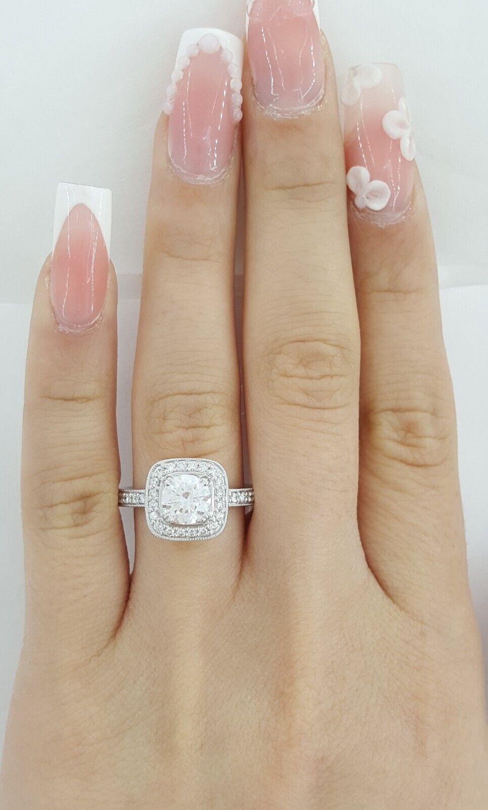 Ritani Halo Semi-Mount Diamond Engagement Ring 0.41 ct 18k White Gold 1RZ1698