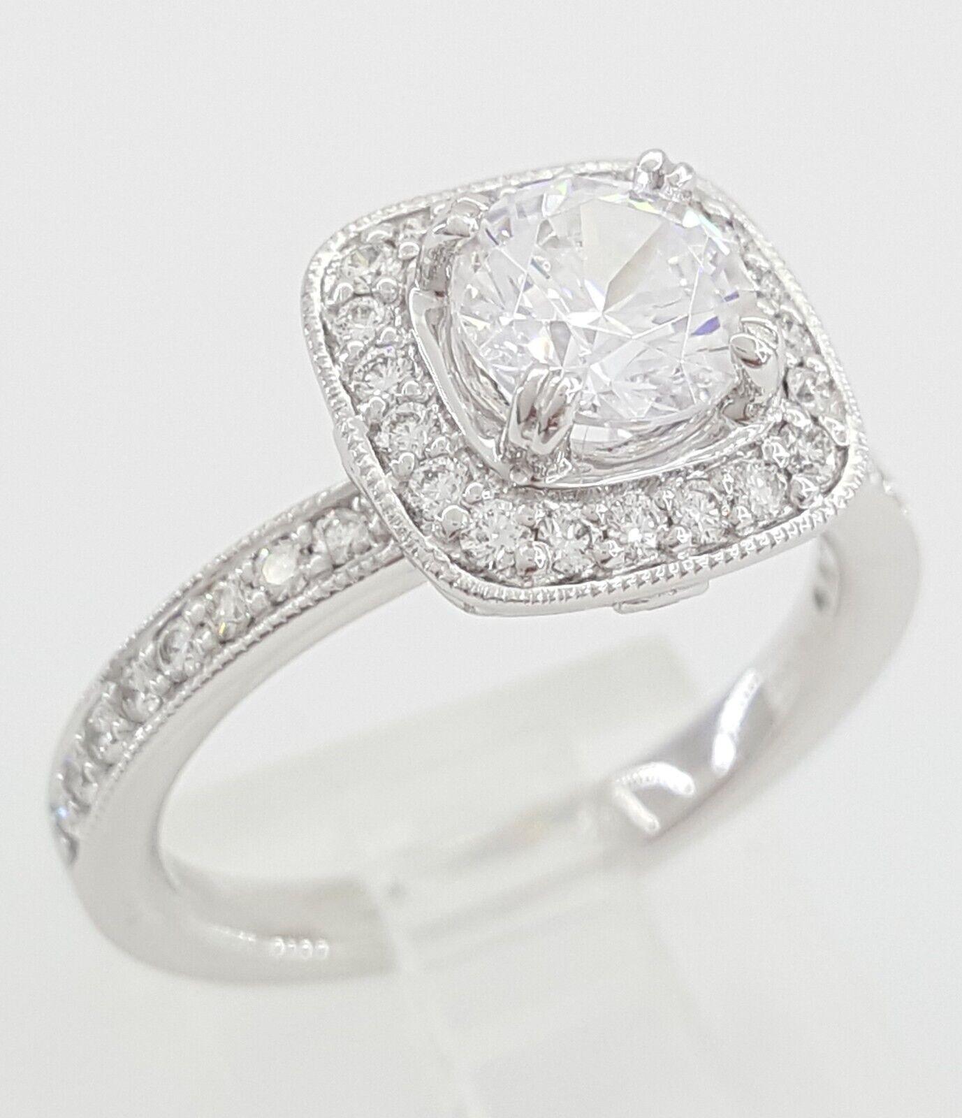 Ritani Halo Semi-Mount Diamond Engagement Ring 0.41 ct 18k White Gold 1RZ1698