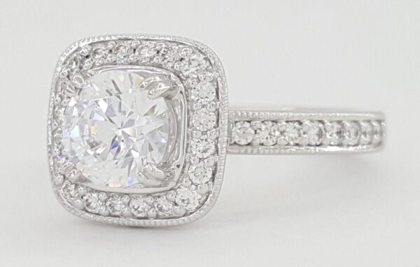 Ritani Halo Semi-Mount Diamond Engagement Ring 0.41 ct 18k White Gold 1RZ1698