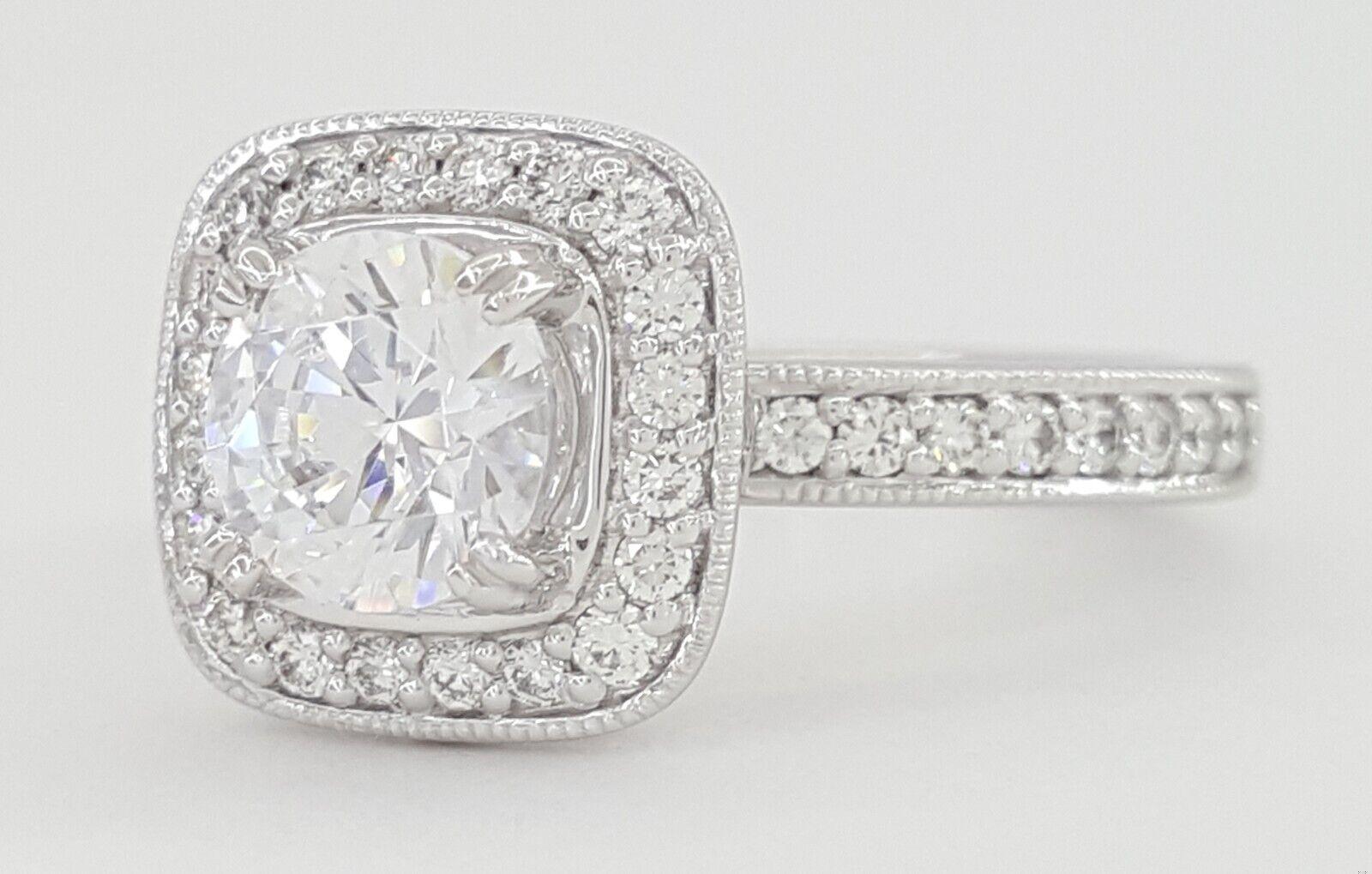 Ritani Halo Semi-Mount Diamond Engagement Ring 0.41 ct 18k White Gold 1RZ1698