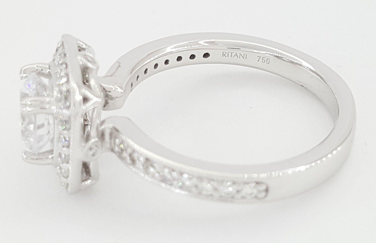 Ritani Halo Semi-Mount Diamond Engagement Ring 0.41 ct 18k White Gold 1RZ1698