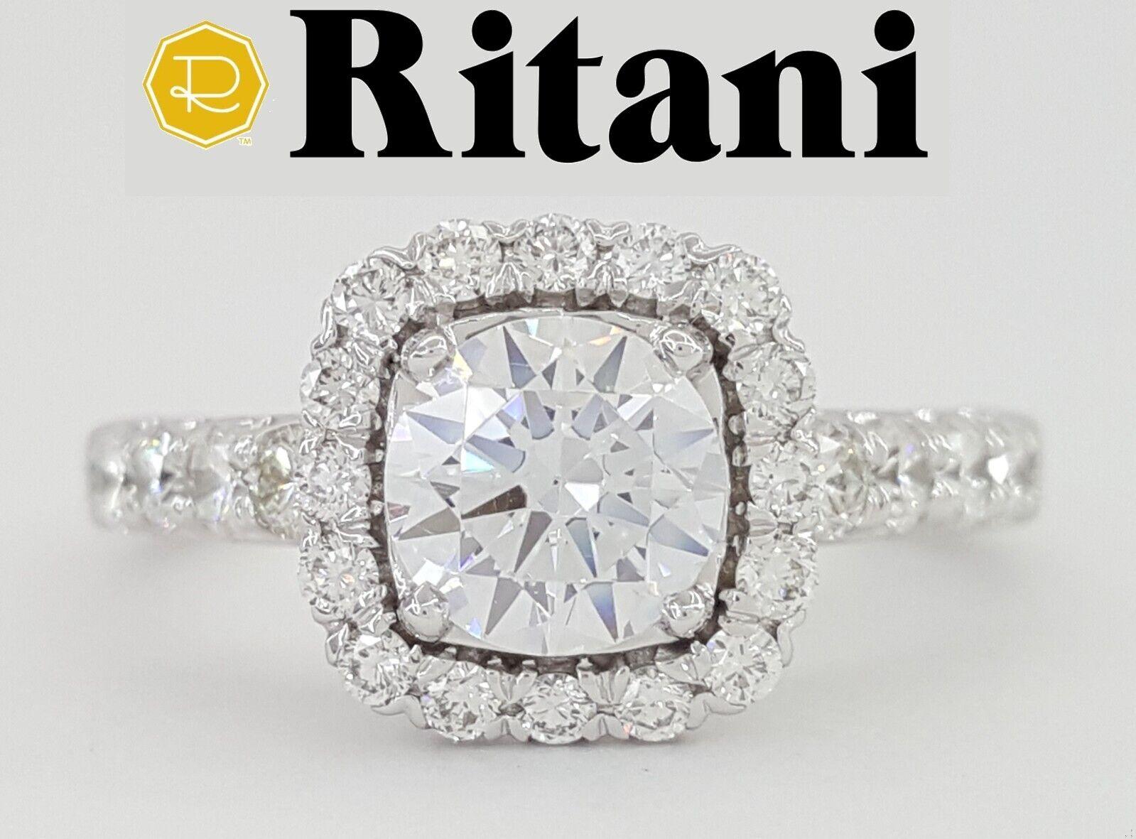 Ritani Halo Semi-Mount Diamond Engagement Ring 0.75 ct 18k White Gold 1RZ2817