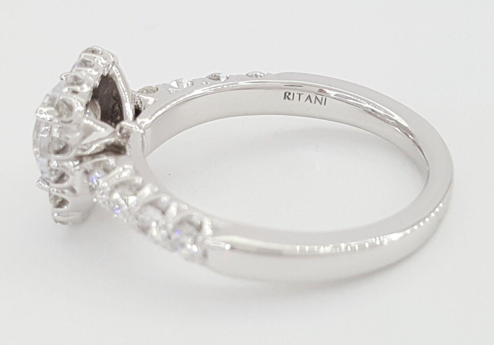 Ritani Halo Semi-Mount Diamond Engagement Ring 0.75 ct 18k White Gold 1RZ2817