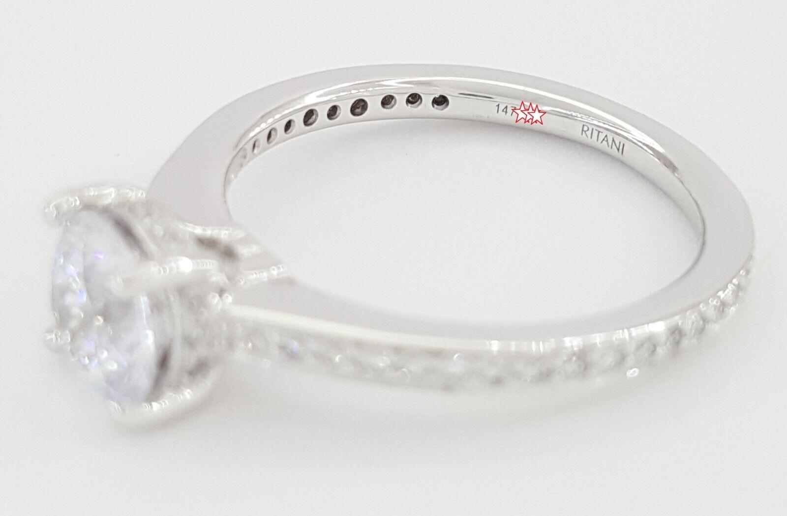 Ritani Hidden Halo Semi-Mount Diamond Engagement Ring 0.2 ct 18k White Gold